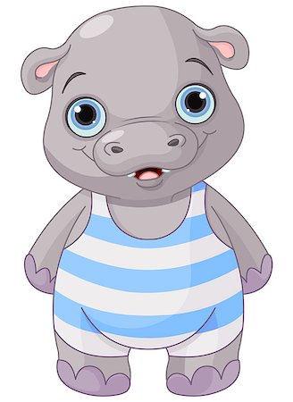 Illustration of cute baby hippo boy Stock Photo - Budget Royalty-Free & Subscription, Code: 400-08935822