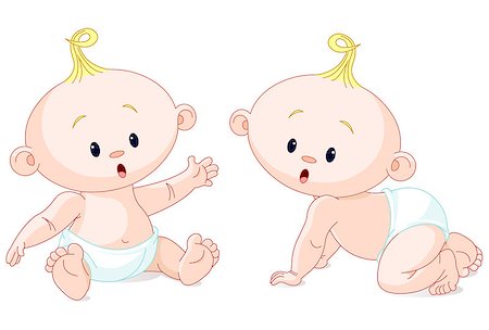 Illustration of very cute baby twins Stock Photo - Budget Royalty-Free & Subscription, Code: 400-08935832