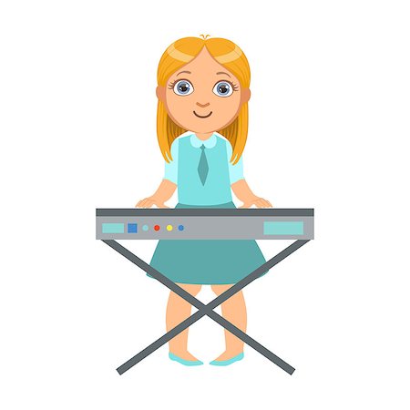 Girl Playing On Keyboard, Kid Performing On Stage, School Showcase Participant With Musical Artistic Talent . Part Of Talented Children And Music Series Of Vector Cartoon Illustrations. Stock Photo - Budget Royalty-Free & Subscription, Code: 400-08935876