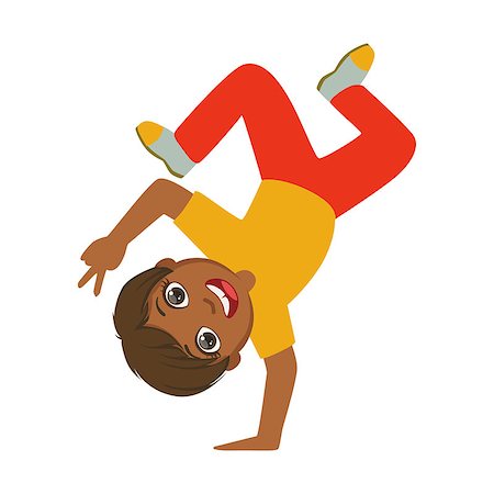 Boy Standing Upside Down On One Hand Dancing Breakdance Performing On Stage, School Showcase Participant With Musical Artistic Talent. Part Of Talented Children Dancers And Music Series Of Vector Cartoon Illustrations. Stock Photo - Budget Royalty-Free & Subscription, Code: 400-08935871