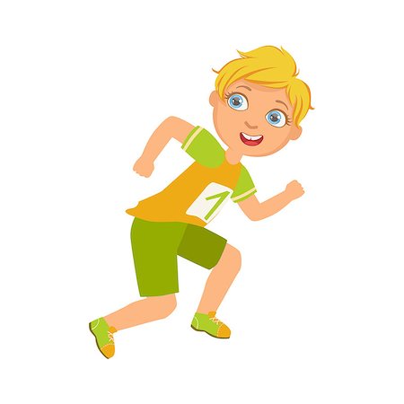 simsearch:400-06106713,k - Boy running in yellow shirt with number one, a colorful character isolated on a white background Stock Photo - Budget Royalty-Free & Subscription, Code: 400-08936000