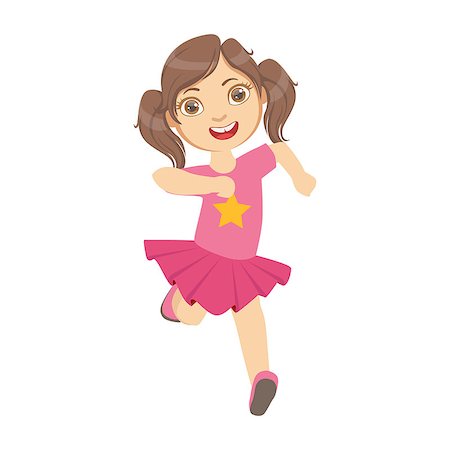 simsearch:400-06106713,k - Little girl running in a pink dress, kid in a motion, front view, a colorful character isolated on a white background Stock Photo - Budget Royalty-Free & Subscription, Code: 400-08936003