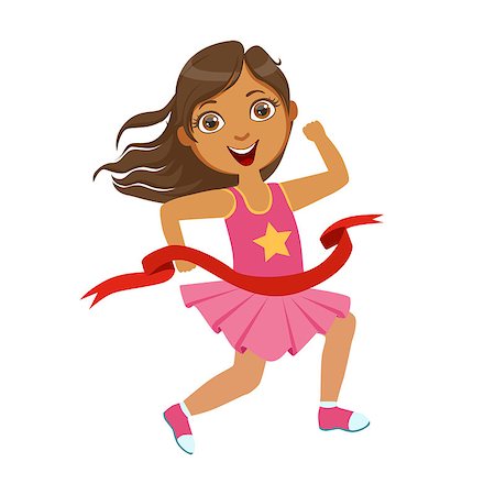 simsearch:400-06106713,k - Girl run to the finish line first, a colorful character isolated on a white background Stock Photo - Budget Royalty-Free & Subscription, Code: 400-08936010