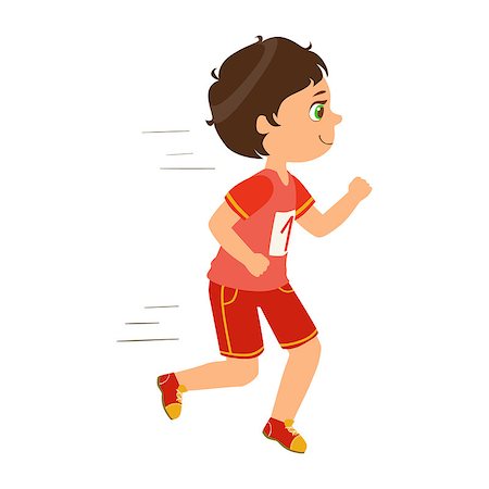 Little boy running, boy in motion, a colorful character isolated on a white background Stock Photo - Budget Royalty-Free & Subscription, Code: 400-08936011