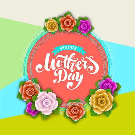 simsearch:400-08779771,k - Lettering Happy Mothers Day beautiful greeting card. Bright vector illustration with flowers. Stock Photo - Budget Royalty-Free & Subscription, Code: 400-08936089