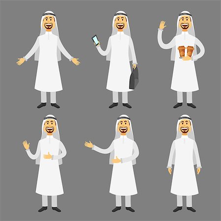 saudi arabia people - Elegant People-Arab-Businessman.Cartoon images set of arab man in traditional arabic clothing isolated vector illustration Foto de stock - Super Valor sin royalties y Suscripción, Código: 400-08936137