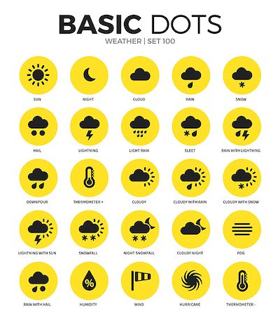 sleet - Weather flat icons set with rain, snow, sleet and sun, fog isolated vector illustration on white Stock Photo - Budget Royalty-Free & Subscription, Code: 400-08936229