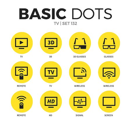 simsearch:693-03304992,k - TV flat icons set with remote, signal and wireless isolated vector illustration on white Stockbilder - Microstock & Abonnement, Bildnummer: 400-08936233
