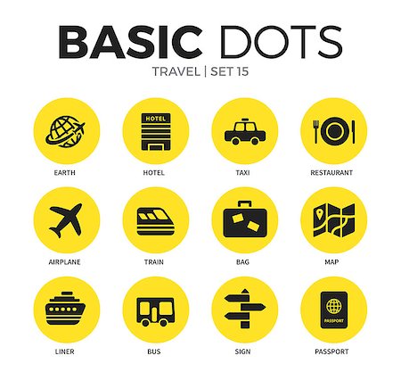 simsearch:400-06928128,k - Travel flat icons set with train, bus and passport isolated vector illustration on white Stockbilder - Microstock & Abonnement, Bildnummer: 400-08936240