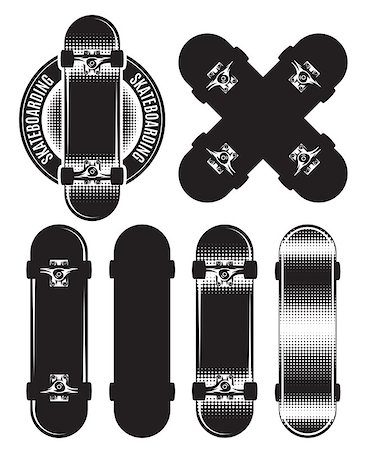 Vector set of badges, design elements with skateboards Stock Photo - Budget Royalty-Free & Subscription, Code: 400-08936321