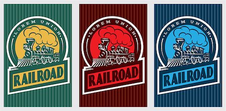 simsearch:400-07680071,k - A set of colorful retro posters with a vintage locomotive. Vector illustration Photographie de stock - Aubaine LD & Abonnement, Code: 400-08936335