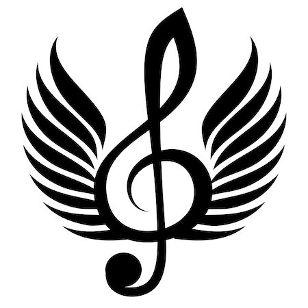 simsearch:400-07986632,k - Black treble clef with wings. Vector illustration Stock Photo - Budget Royalty-Free & Subscription, Code: 400-08936339