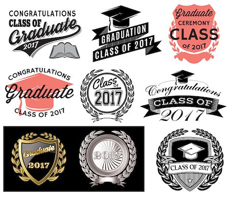 simsearch:400-07478559,k - Graduation vector set Class of 2017, Congrats grad Congratulations Graduate Foto de stock - Super Valor sin royalties y Suscripción, Código: 400-08936347