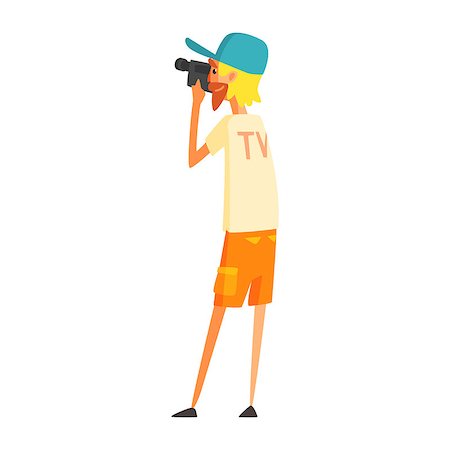 simsearch:400-07975467,k - Videographer Journalist Shooting Video, Official Press Reporter Working, Collecting Information And Making News, Part Of Journalism Set Of Illustrations. Cartoon Character Doing Journalistic Job For Magazine Or Television. Stock Photo - Budget Royalty-Free & Subscription, Code: 400-08936443