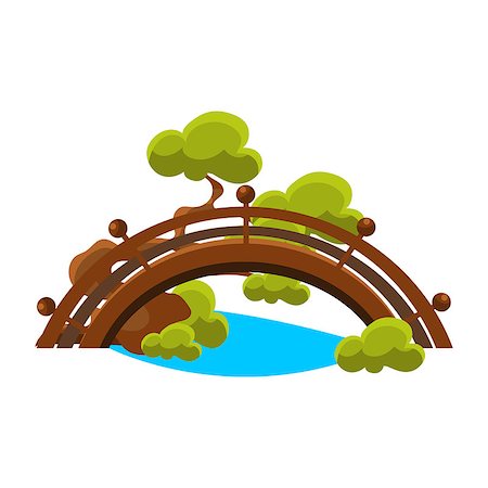 Bridge Over Blue Stream Bonsai Miniature Traditional Japanese Garden Landscape Element Vector Illustration. Japan Culture Mini Plant Growing Art Isolated Landscaping Item Photographie de stock - Aubaine LD & Abonnement, Code: 400-08936466