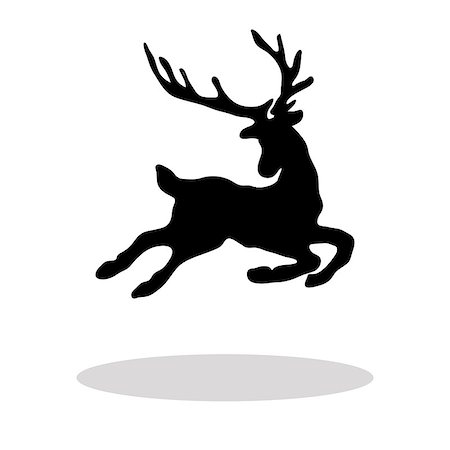 Black silhouette Christmas Reindeer white background. Vector illustration Stock Photo - Budget Royalty-Free & Subscription, Code: 400-08936780