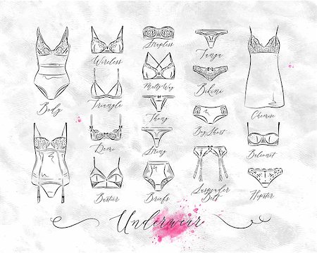 simsearch:400-04821712,k - Set of classic underwear icons in vintage style drawing with lines Stock Photo - Budget Royalty-Free & Subscription, Code: 400-08936881