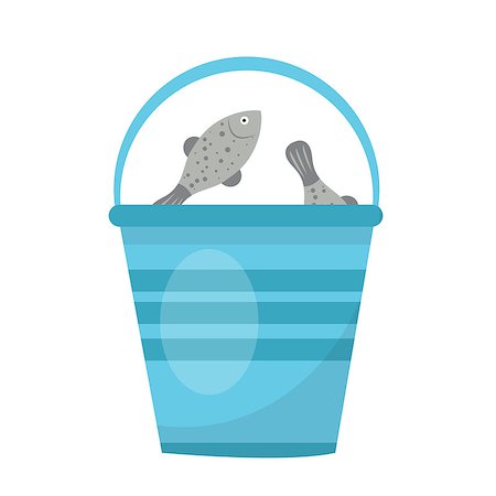 fisherman cartoon - Bucket of fish. icon flat, cartoon style. Isolated on white background. Vector illustration, clip-art Stock Photo - Budget Royalty-Free & Subscription, Code: 400-08937098