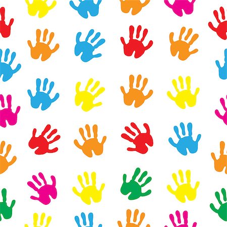 simsearch:400-05677233,k - Children s hands, hand prints seamless texture. Children s palms background wallpaper. Vector illustration Stock Photo - Budget Royalty-Free & Subscription, Code: 400-08937110