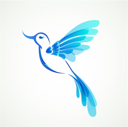Blue flying tropical bird. Design for corporate style and logo. Foto de stock - Royalty-Free Super Valor e Assinatura, Número: 400-08937145