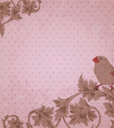 pink grunge scratched abstract background - Vintage scratched pink background with Victorian floral decorative elements and bird. Stock Photo - Budget Royalty-Free & Subscription, Code: 400-08937160