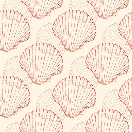 Vector vintage seamless pattern with sea shells. Seafood background. Stock Photo - Budget Royalty-Free & Subscription, Code: 400-08937162