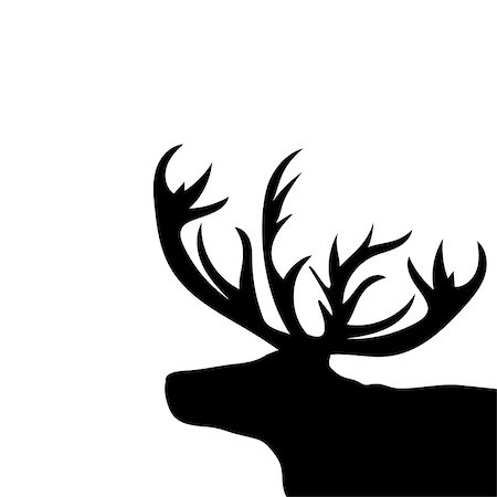 simsearch:400-08936779,k - Black silhouette head Christmas Reindeer white background. Vector illustration Photographie de stock - Aubaine LD & Abonnement, Code: 400-08937251