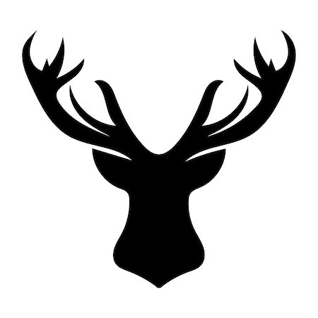 simsearch:400-08936779,k - Deer Black silhouette head Christmas white background. Vector illustration Photographie de stock - Aubaine LD & Abonnement, Code: 400-08937252