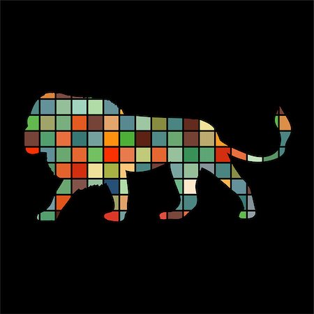 simsearch:400-08977855,k - Lion predator color silhouette animal. Vector Illustrator. Photographie de stock - Aubaine LD & Abonnement, Code: 400-08937272