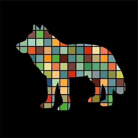 simsearch:400-08939460,k - Wolf predator color silhouette animal. Vector Illustrator. Photographie de stock - Aubaine LD & Abonnement, Code: 400-08937298