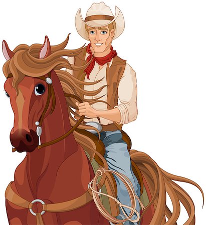 simsearch:400-06087980,k - Illustration of horse riding cowboy Foto de stock - Super Valor sin royalties y Suscripción, Código: 400-08937387