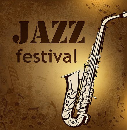 party sax images - Vintage vector background with music notes and saxophone for jazz festival Stock Photo - Budget Royalty-Free & Subscription, Code: 400-08937430
