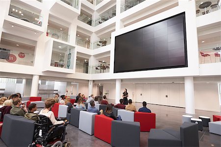 simsearch:400-08937692,k - Students at a lecture in the atrium of a modern university Stock Photo - Budget Royalty-Free & Subscription, Code: 400-08937713