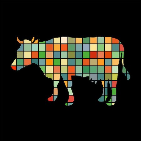 simsearch:400-08938554,k - Cow farm mammal color silhouette animal. Vector Illustrator. Stock Photo - Budget Royalty-Free & Subscription, Code: 400-08938552