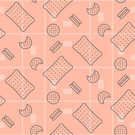 Biscuit pink seamless vector pattern. Line sweet food background texture. Stock Photo - Budget Royalty-Free & Subscription, Code: 400-08938606