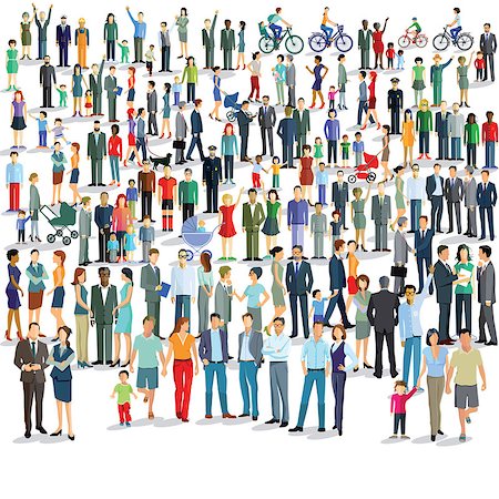 Large group of people standing together illustration Foto de stock - Super Valor sin royalties y Suscripción, Código: 400-08938602