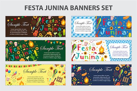 simsearch:400-08938690,k - Festa Junina banner set with space for text. Brazilian Latin American festival template for your design with traditional symbols. Vector illustration Stock Photo - Budget Royalty-Free & Subscription, Code: 400-08938686