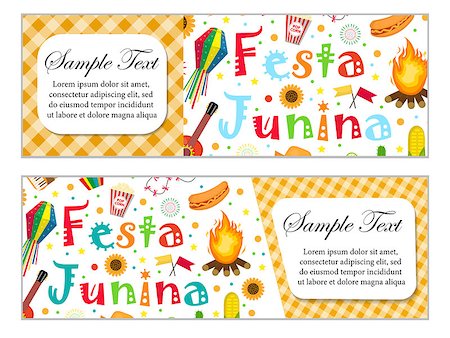 simsearch:400-08938690,k - Festa Junina banner set with space for text. Brazilian Latin American festival template for your design with traditional symbols. Vector illustration Stock Photo - Budget Royalty-Free & Subscription, Code: 400-08938688