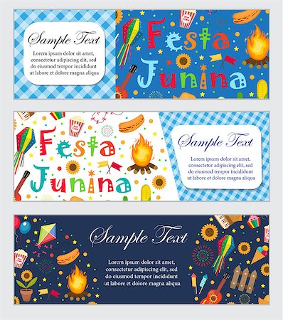 simsearch:400-08938690,k - Festa Junina banner set with space for text. Brazilian Latin American festival template for your design with traditional symbols. Vector illustration Stock Photo - Budget Royalty-Free & Subscription, Code: 400-08938689