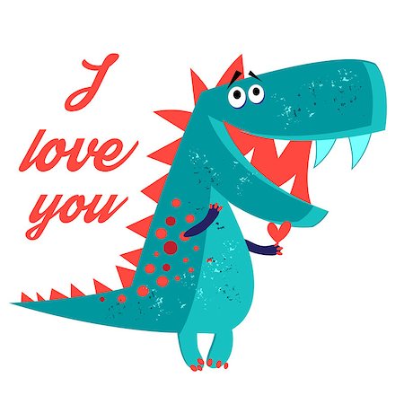simsearch:400-08956391,k - Vector brightly amorous dinosaur enamored on a white background Stock Photo - Budget Royalty-Free & Subscription, Code: 400-08938693