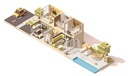 Vector isometric low poly house cutaway Stock Photo - Budget Royalty-Free & Subscription, Code: 400-08938714