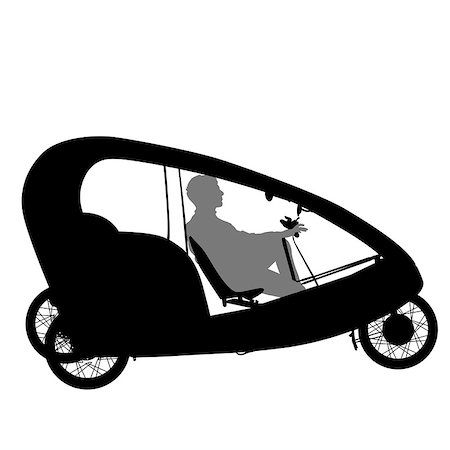 simsearch:400-08162636,k - Silhouette of a tricycle male on white background. Stock Photo - Budget Royalty-Free & Subscription, Code: 400-08938774