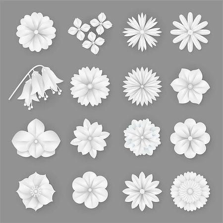 simsearch:400-08646427,k - Vector paper flowers set illustration. 3d origami abstract flower icons.Paper art style for banner, poster, promotion, web site, online shopping, advertising. Foto de stock - Super Valor sin royalties y Suscripción, Código: 400-08938771