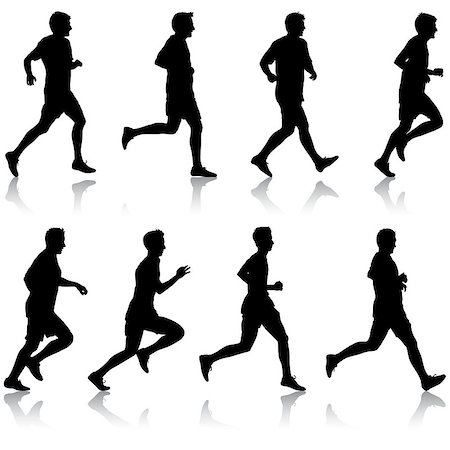 simsearch:400-04273380,k - Set of silhouettes Runners on sprint men vector illustration. Foto de stock - Super Valor sin royalties y Suscripción, Código: 400-08938794