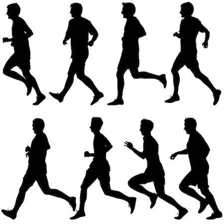 simsearch:400-04273380,k - Set of silhouettes Runners on sprint men vector illustration. Foto de stock - Super Valor sin royalties y Suscripción, Código: 400-08938793