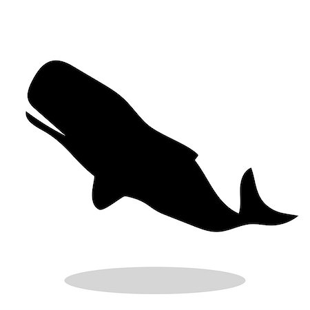 Whale undersea black silhouette animal. Vector Illustrator. Stock Photo - Budget Royalty-Free & Subscription, Code: 400-08938827