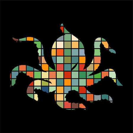 sea monster - Octopus nautical color silhouette animal. Vector Illustrator. Stock Photo - Budget Royalty-Free & Subscription, Code: 400-08938823