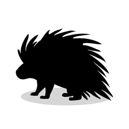 simsearch:400-08939460,k - Porcupine rodent mammal black silhouette animal. Vector Illustrator. Photographie de stock - Aubaine LD & Abonnement, Code: 400-08938845