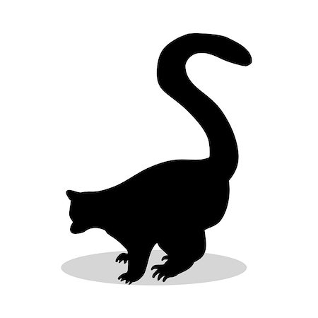Lemur monkey primate black silhouette animal. Vector Illustrator. Stock Photo - Budget Royalty-Free & Subscription, Code: 400-08938855