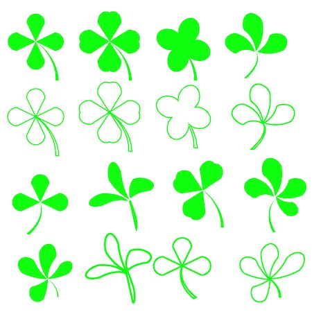 simsearch:400-08039008,k - Set of Green Leaves Icons Isolated on White Background. Symbols of Patricks Day. Green  Shamrocks Photographie de stock - Aubaine LD & Abonnement, Code: 400-08938977